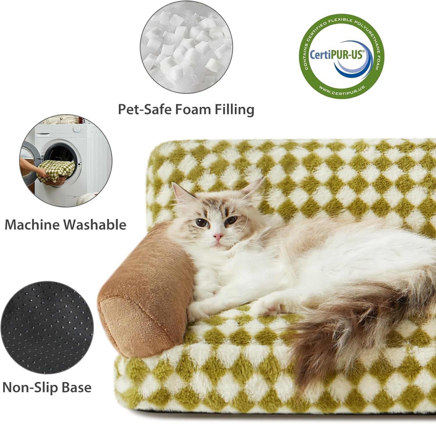 Cat Couch Bed And Dog Couch Bed Pet Couch Bed For Small Pet Cute Dog Sofa Bed Cat Sofa Pet Sofa With Non-Slip Bottom Checkered Dog Bed With Washable Cover - Image 8