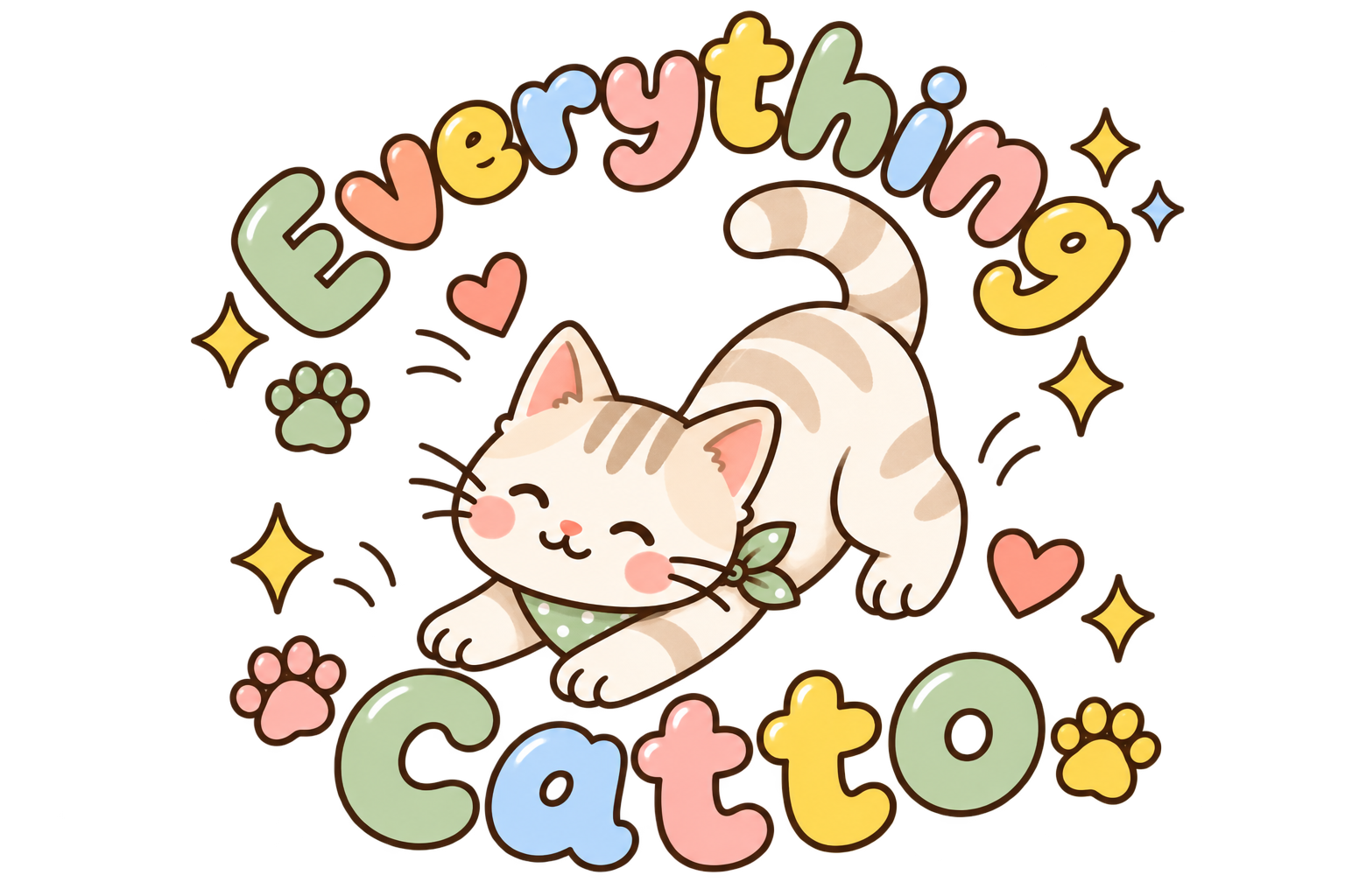 Playful cartoon cat illustration
