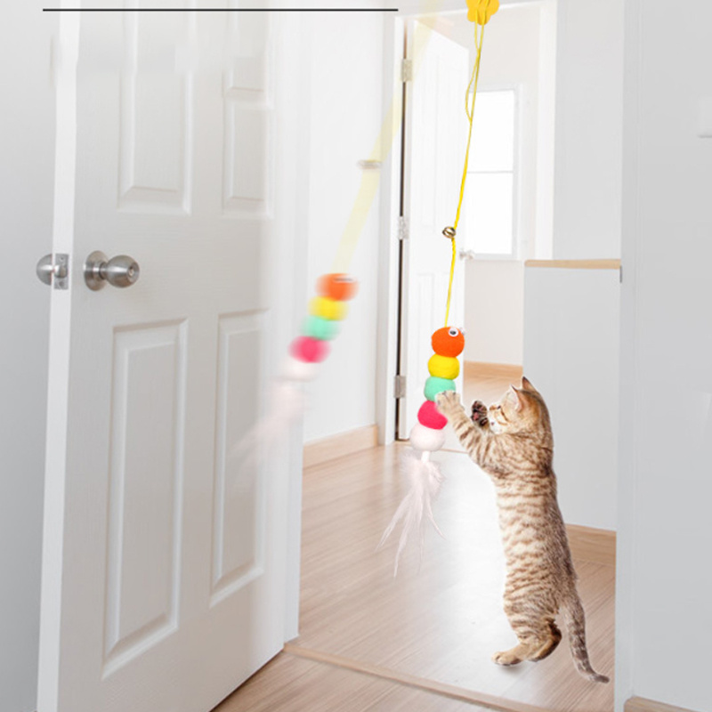 Cat Toys For Indoor Cats Interactive Cat Toys For Indoor Cats 200cm Hanging Cat Toy Self-Excited Retractable Nylon Stress Relief Cat Catnip Swing - Image 5