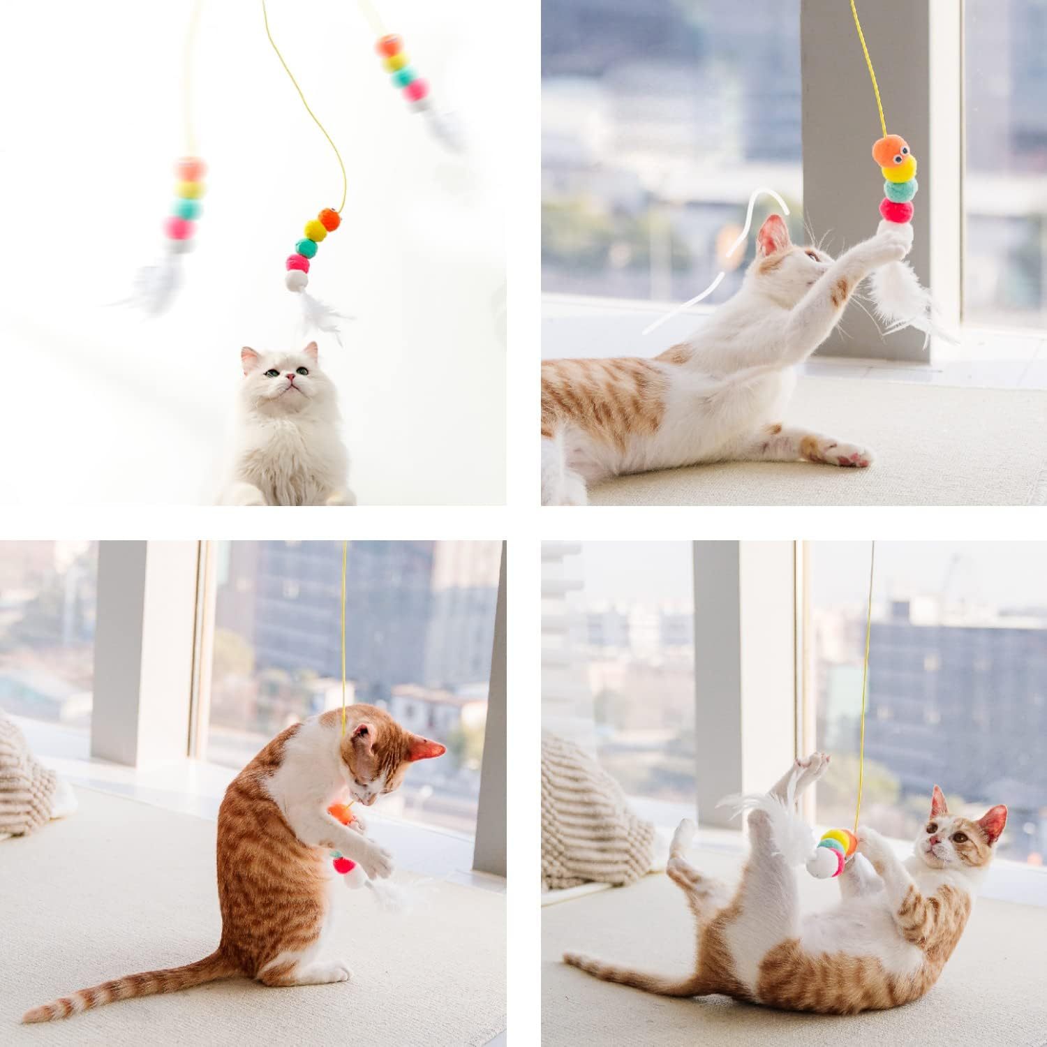 Cat Toys For Indoor Cats Interactive Cat Toys For Indoor Cats 200cm Hanging Cat Toy Self-Excited Retractable Nylon Stress Relief Cat Catnip Swing - Image 8