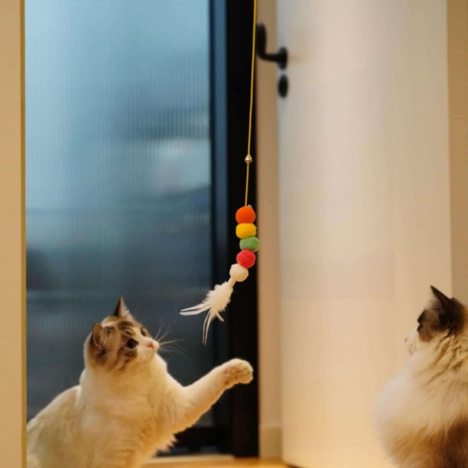 Cat Toys For Indoor Cats Interactive Cat Toys For Indoor Cats 200cm Hanging Cat Toy Self-Excited Retractable Nylon Stress Relief Cat Catnip Swing - Image 6
