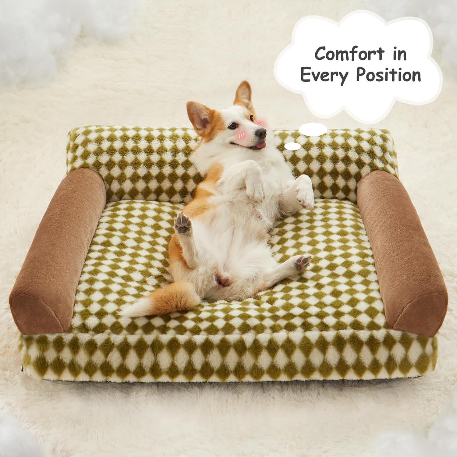 Cat Couch Bed And Dog Couch Bed Pet Couch Bed For Small Pet Cute Dog Sofa Bed Cat Sofa Pet Sofa With Non-Slip Bottom Checkered Dog Bed With Washable Cover - Image 2