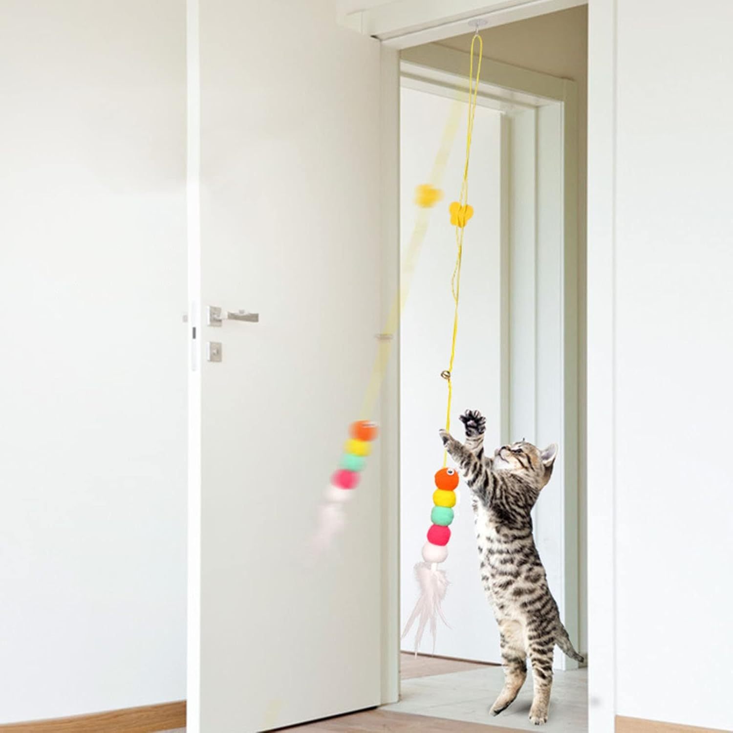 Cat Toys For Indoor Cats Interactive Cat Toys For Indoor Cats 200cm Hanging Cat Toy Self-Excited Retractable Nylon Stress Relief Cat Catnip Swing - Image 3